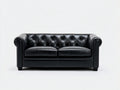 Divano a due posti - Pelle sintetica-Legno - 183 x 89 x 78 cm - Nero - Stile Chesterfield contemporaneo