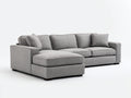 Divano angolare - Tessuto-Legno - 282x180x90 cm - Grigio-Marrone scuro - Stile contemporaneo