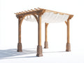 Pergola da giardino - Legno-tessuto - 320 x 300 x 265 cm - Marrone-Bianco - Stile rustico con copertura ombreggiante