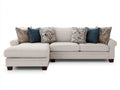 Divano angolare - Tessuto-Legno - 287x176x89 cm - Avorio-Marrone scuro - Stile classico contemporaneo