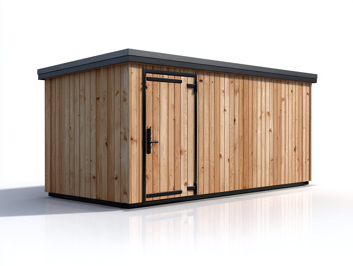 Casetta da giardino - Legno-Metallo - 262x186x207 cm - Legno naturale-Antracite-Nero - Stile moderno lineare