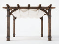 Pergola da giardino - Legno-tessuto - 300 x 280 x 255 cm - Marrone-Bianco - Stile rustico con telo drappeggiato
