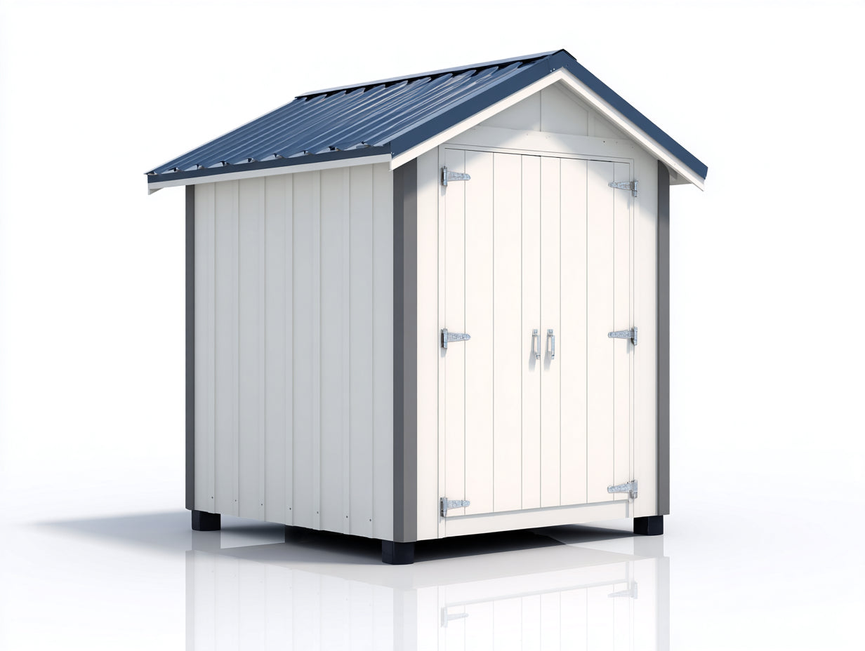 Casetta da giardino - Legno-Metallo - 162x128x207 cm - Bianco-Grigio-Blu scuro - Stile moderno compatto