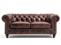 Divano a due posti - Pelle - 188x92x76 cm - Marrone - Stile Chesterfield