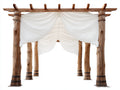 Pergola da giardino - Legno-tessuto - 370 x 305 x 272 cm - Marrone-Bianco - Stile rustico con tendaggi drappeggiati