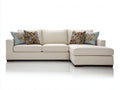 Divano angolare - Tessuto-Legno - 284x177x88 cm - Avorio-Marrone scuro - Stile contemporaneo