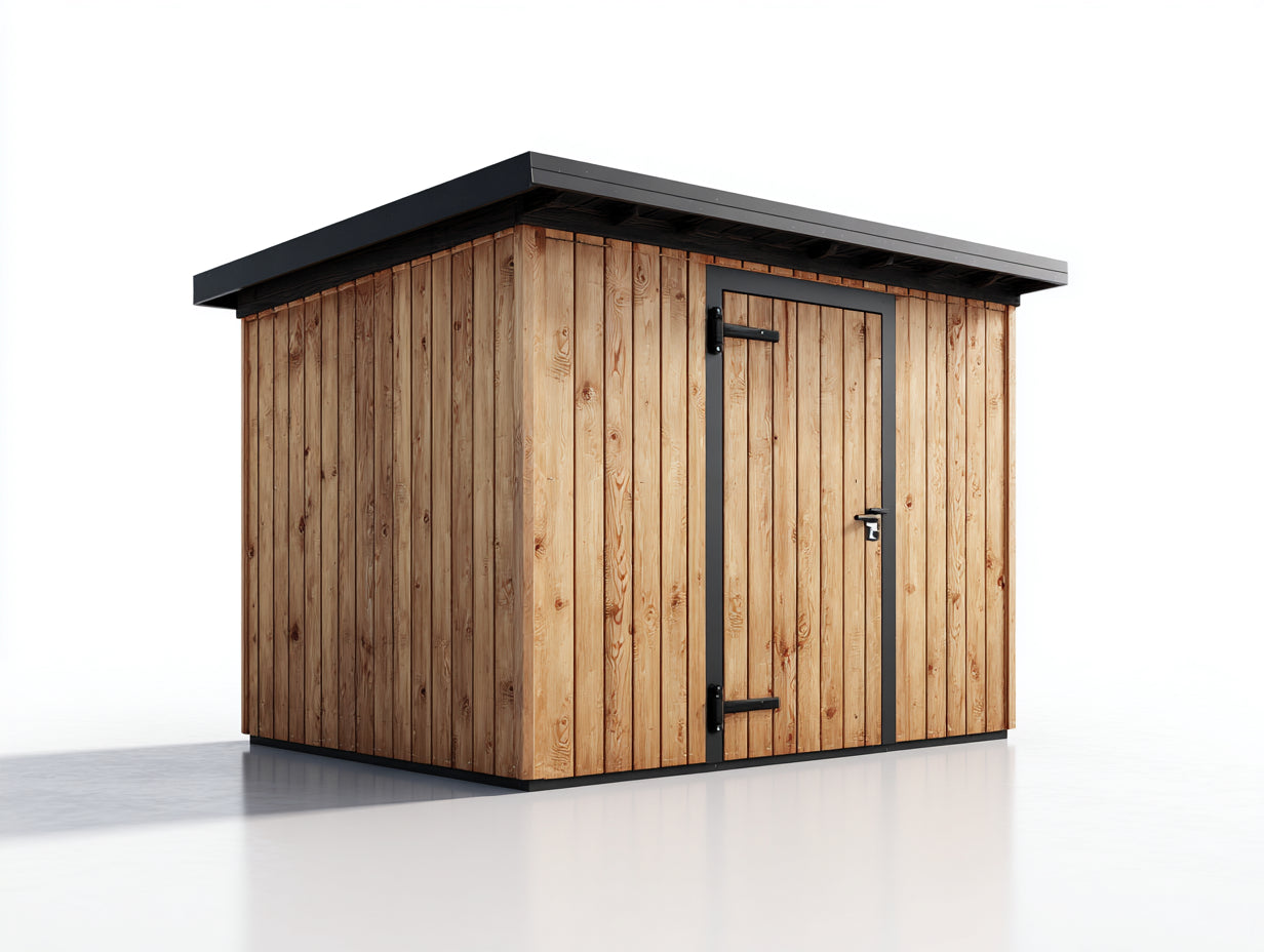 Casetta da giardino - Legno-Metallo - 206x164x208 cm - Legno naturale-Nero-Grigio - Stile moderno industriale