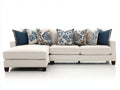 Divano angolare - Tessuto-Legno - 289x178x87 cm - Avorio-Marrone scuro - Stile contemporaneo elegante