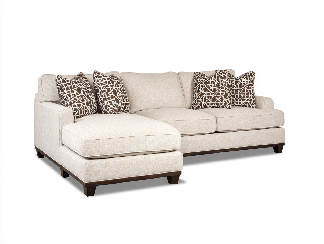 Divano angolare - Tessuto-Legno - 276x178x91 cm - Crema-Marrone scuro - Stile contemporaneo