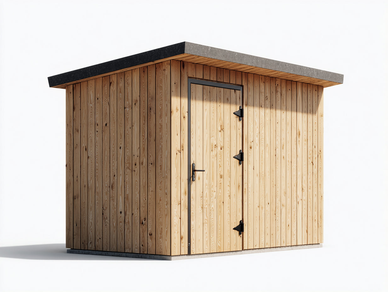 Casetta da giardino - Legno-Metallo - 204x166x212 cm - Legno naturale-Grigio-Nero - Stile contemporaneo minimalista