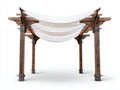 Pergola da giardino - Legno-tessuto - 290 x 270 x 252 cm - Marrone-Bianco - Stile rustico con copertura sospesa