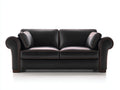 Divano a due posti - pelle sintetica-legno - 180 x 90 x 85 cm - nero - stile classico