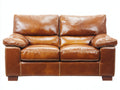 Divano a due posti - Pelle-Legno - 184x93x89 cm - Marrone miele - Stile classico contemporaneo