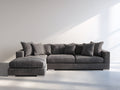 Divano angolare - Tessuto-Metallo - 292x181x86 cm - Antracite-Argento - Stile contemporaneo