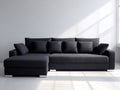 Divano angolare - Tessuto-Metallo - 282x176x88 cm - Antracite-Argento - Stile moderno