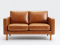 Divano a due posti - Pelle-Legno - 182 x 87 x 89 cm - Marrone miele - Stile contemporaneo