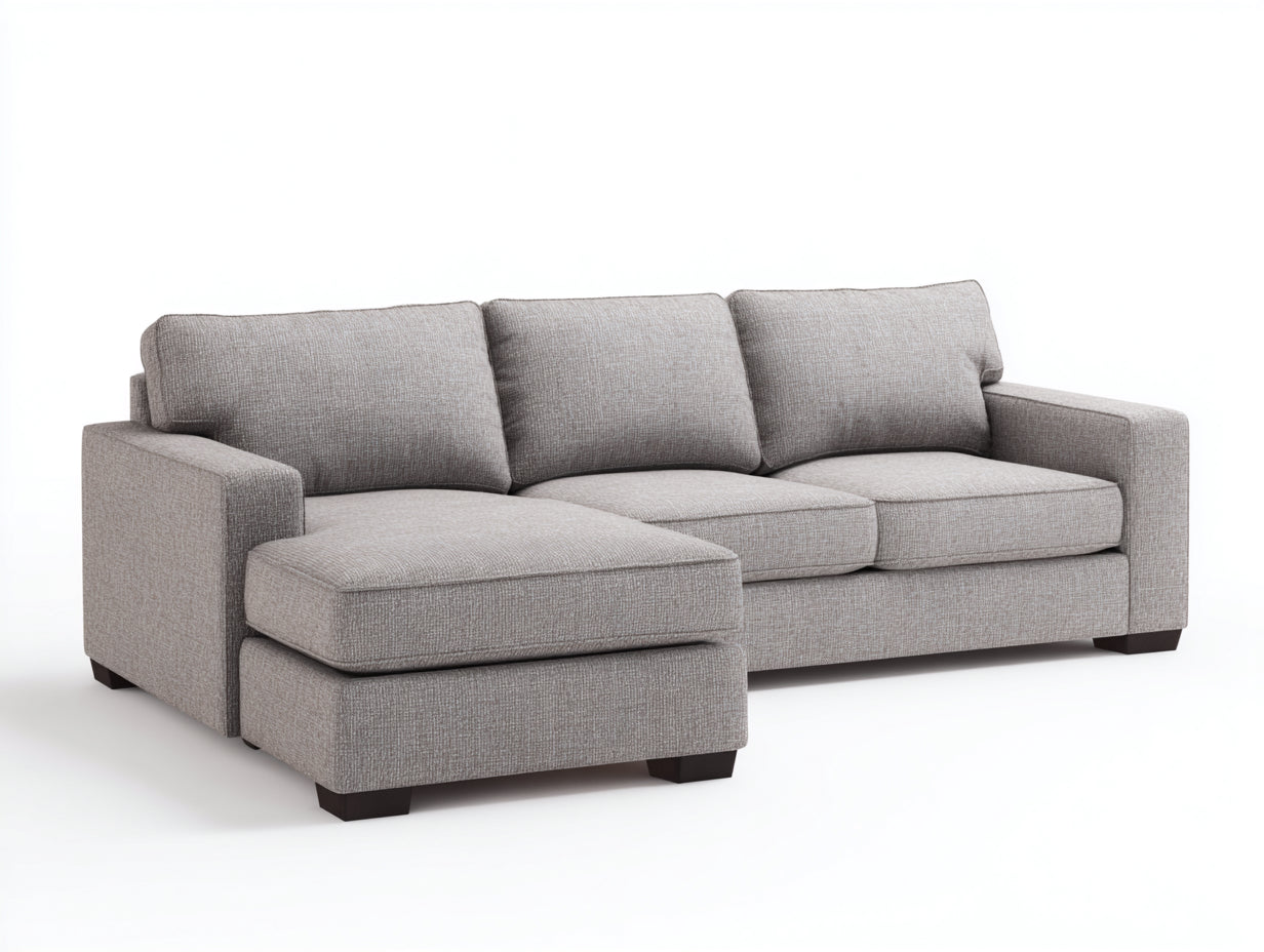 Divano angolare - Tessuto-Legno - 270x168x87 cm - Grigio-Marrone scuro - Stile minimalista