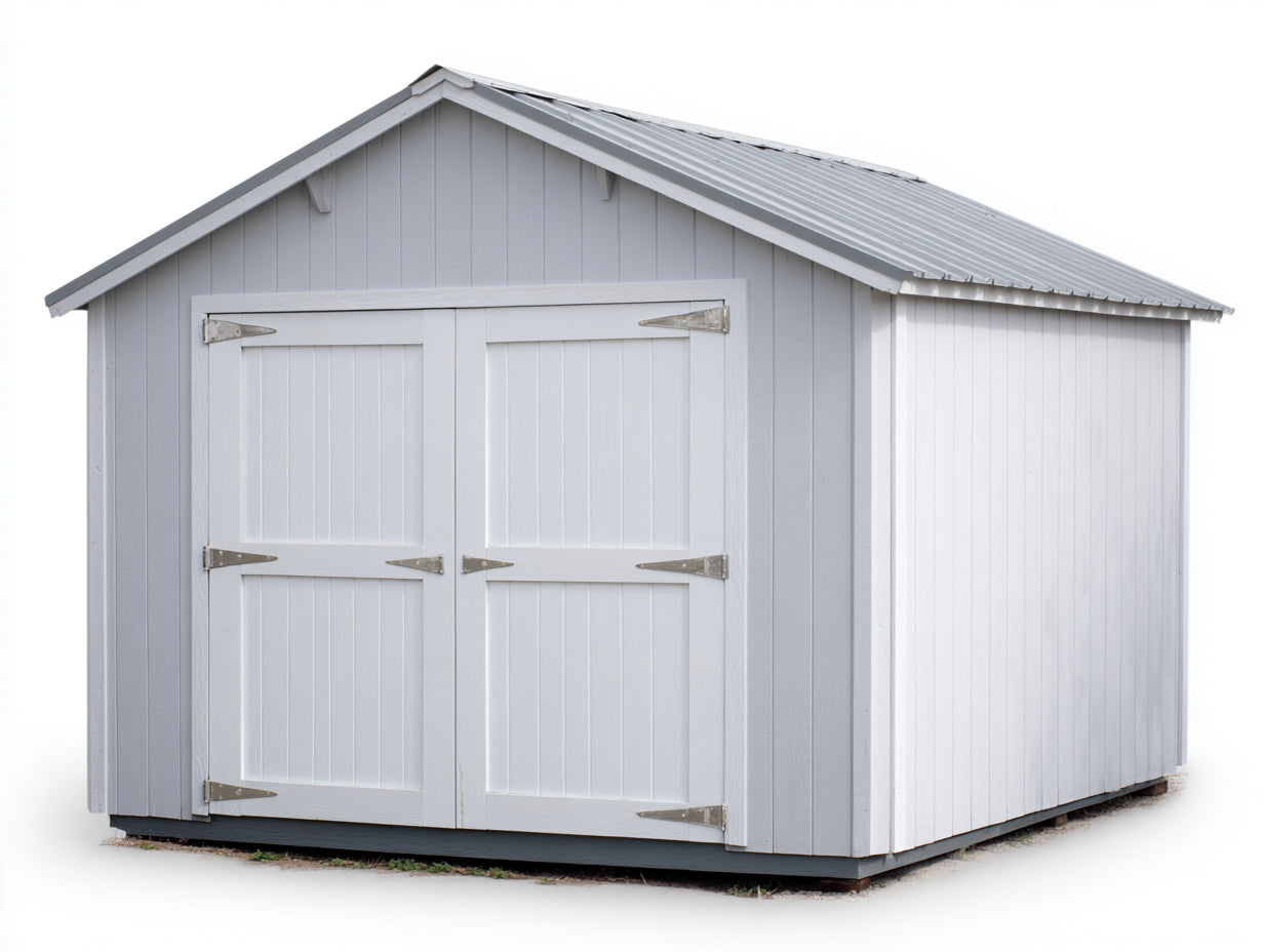 Casetta da giardino - Legno-Metallo - 238x180x217 cm - Grigio-Bianco - Stile tradizionale