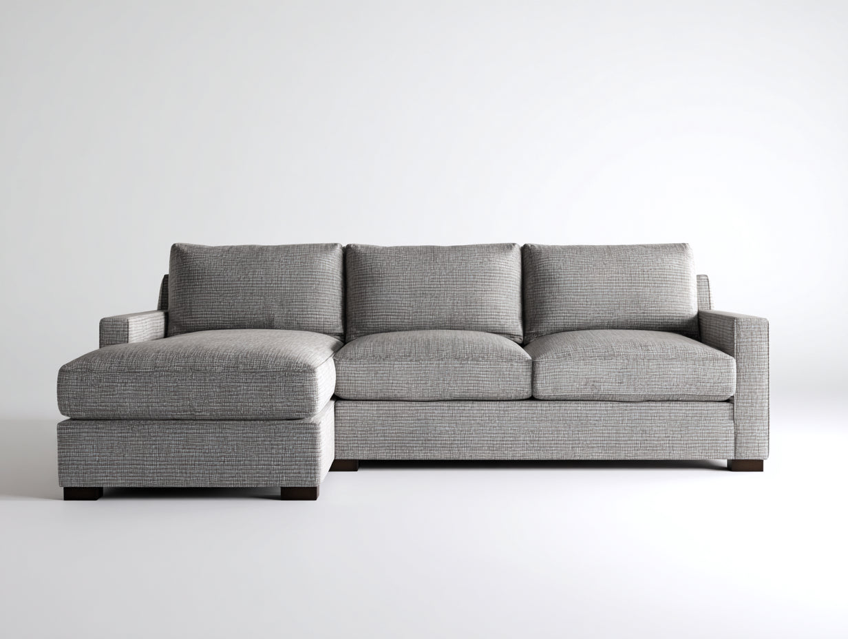 Divano angolare - Tessuto-Legno - 274x170x86 cm - Grigio-Marrone scuro - Stile contemporaneo